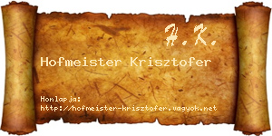 Hofmeister Krisztofer névjegykártya